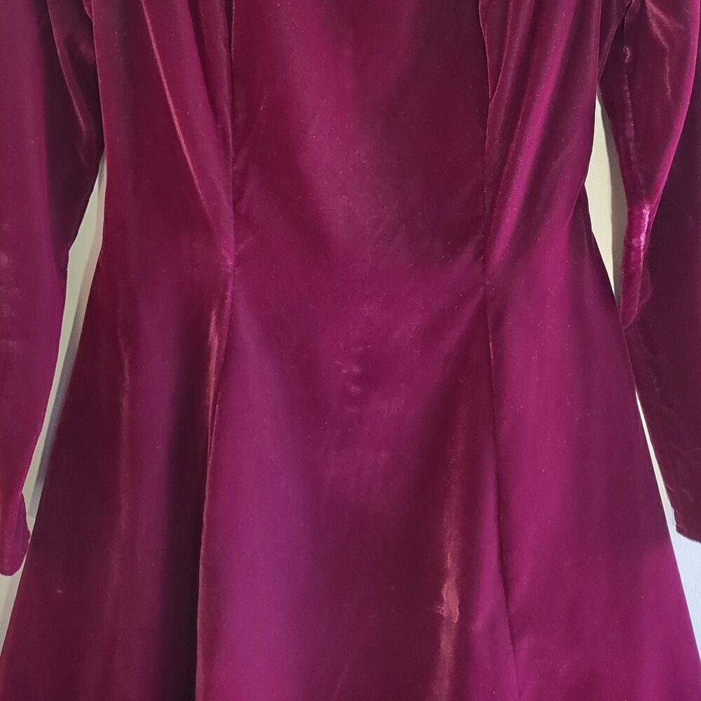 Vintage Gunne Sax Jessica McClintock Cranberry Red Velvet Dress USA Women Sz 5/6 - Picture 8 of 11
